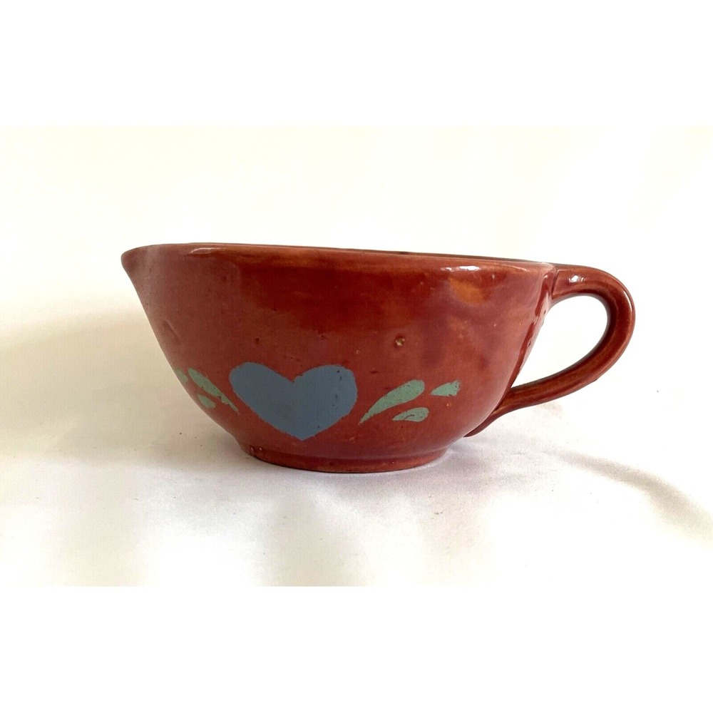 Redware Tennessee Clay Ware Works Pottery Folk Art Heart Mixing Bowl Clay VTG - Picture 1 of 12